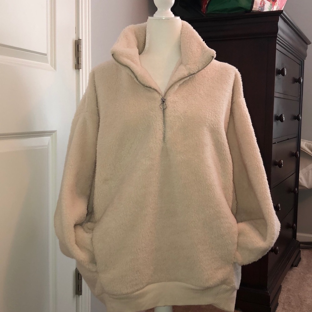 Cream color fleece pullover